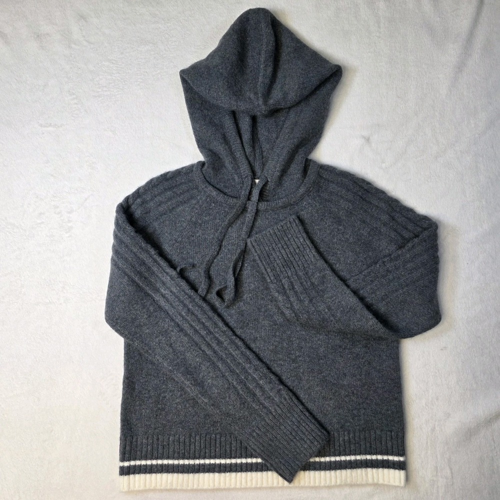 Duffy Wool Cashmere Blend Pullover Hoodie Women's Small Gray Soft Cozy‎ Preppy